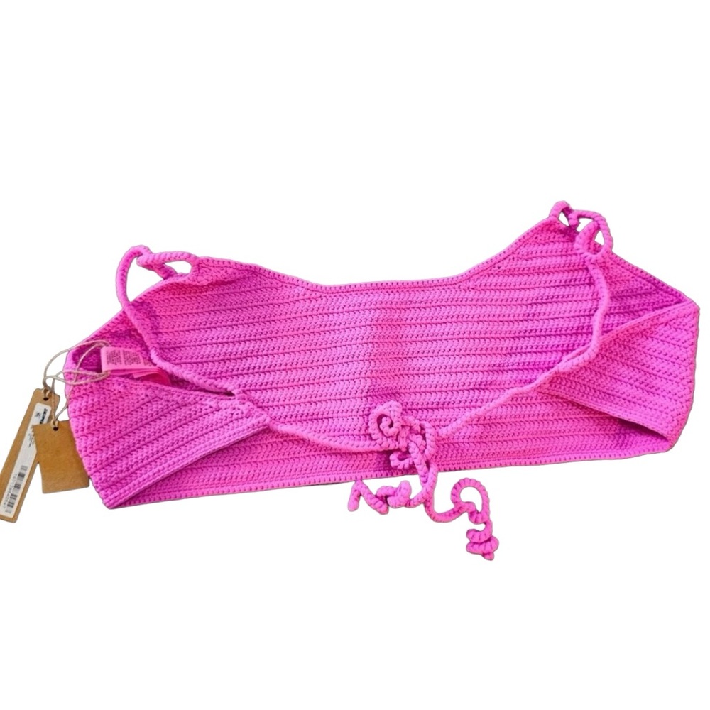 SKIMS Crochet Swim Scoop Bikini Top in Taffy - Picture 6 of 9